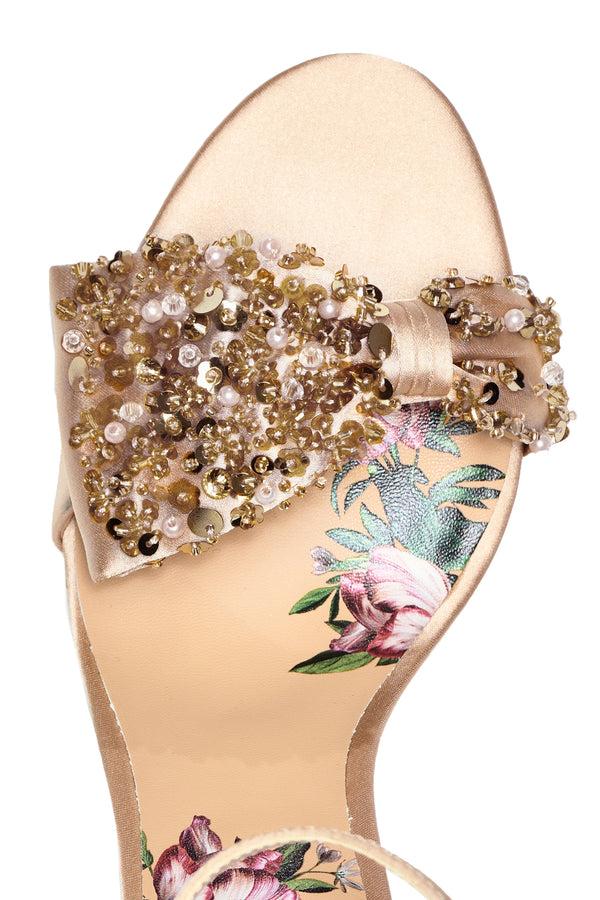 Sachin & Babi Chelsea Embellished Obi-Bow Open Toe - Champagne