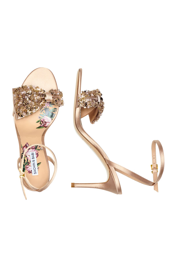 sachin & babi Chelsea Embellished Obi-Bow Open Toe - Champagne