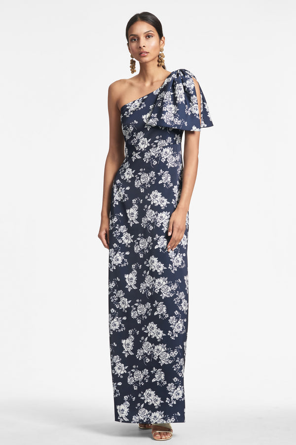 sachin & babi Chelsea Gown - Navy & Ivory Peony - Final Sale