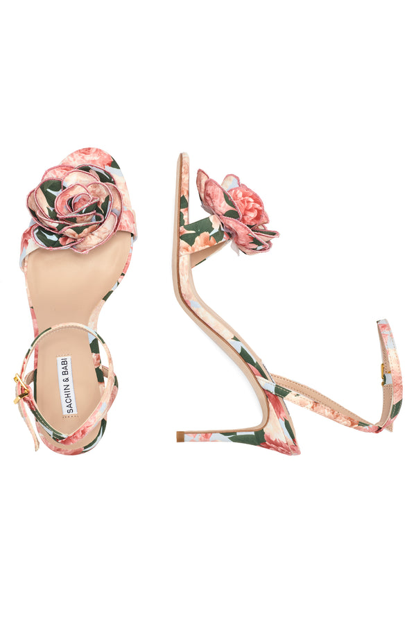 sachin & babi CHELSEA WITH ROSE OPEN TOE - PEACH PEONIES