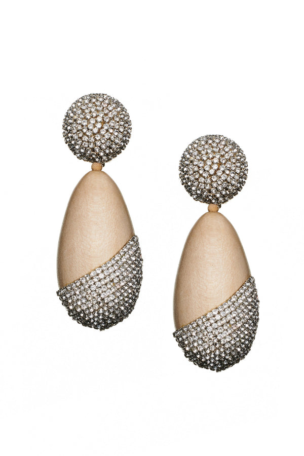 Sachin & Babi CHRISTINA EARRINGS - PANTO WOOD/CLEAR CRYSTALS