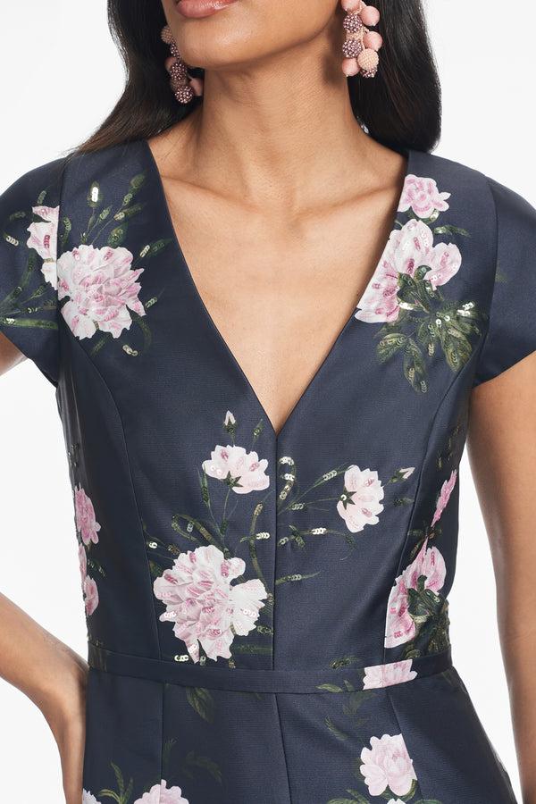 Sachin & Babi DELLA GOWN - DARK MIDNIGHT CARNATIONS - FINAL SALE