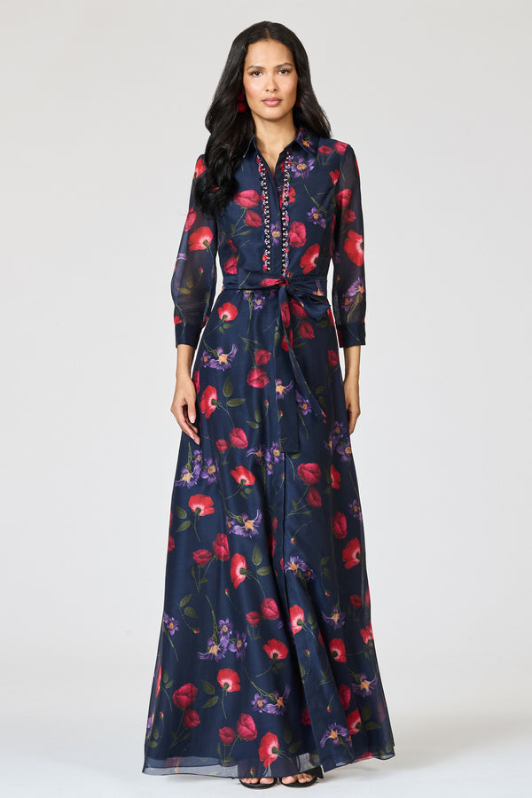 sachin & babi EMBELLISHED ADDISON GOWN - MIDNIGHT JARDIN