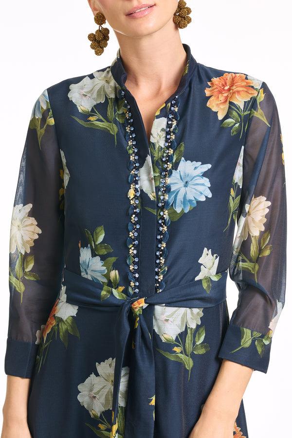 Sachin & Babi EMBELLISHED ADDISON GOWN - NAVY WILDLFOWERS