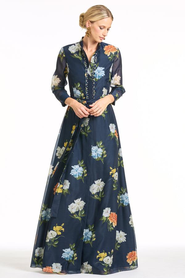 Sachin & Babi EMBELLISHED ADDISON GOWN - NAVY WILDLFOWERS