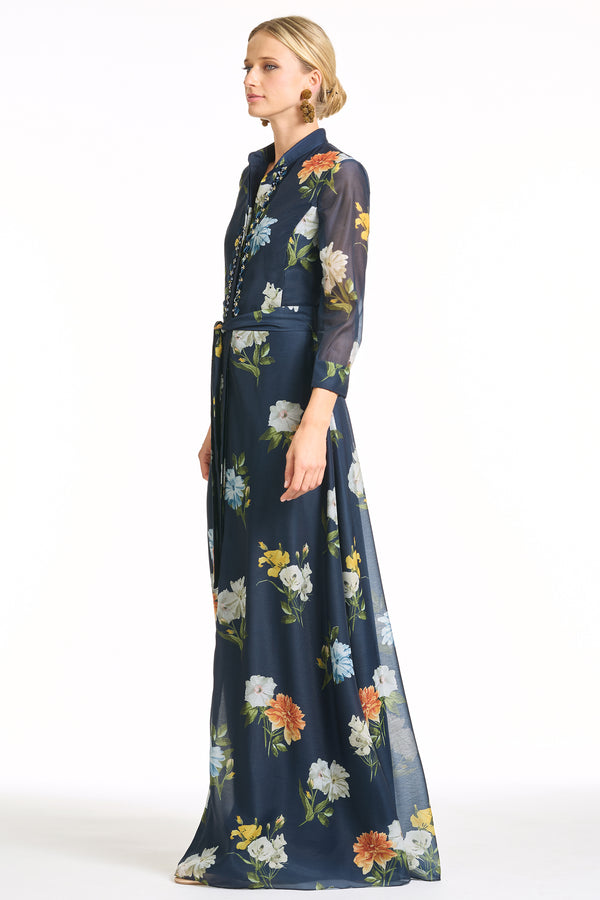 Sachin & Babi EMBELLISHED ADDISON GOWN - NAVY WILDLFOWERS