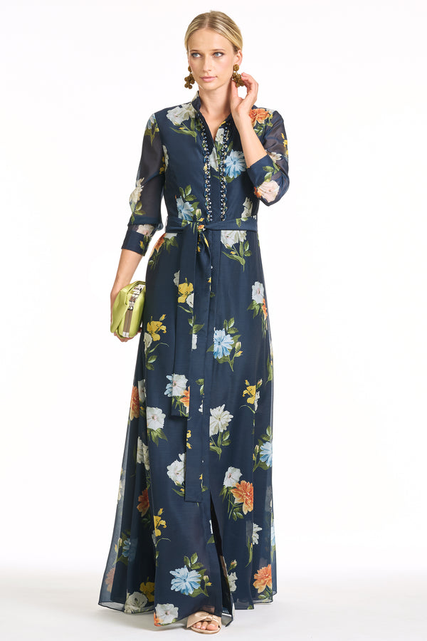 sachin & babi EMBELLISHED ADDISON GOWN - NAVY WILDLFOWERS