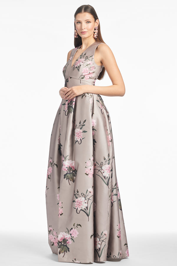 Sachin & Babi EMBELLISHED BROOKE GOWN - PEWTER ENGLISH ROSE