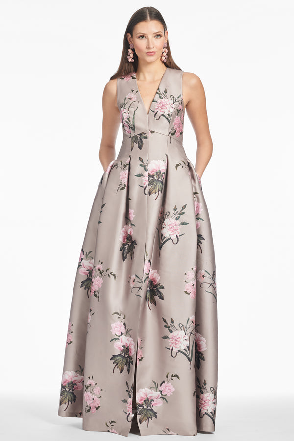 Sachin & Babi EMBELLISHED BROOKE GOWN - PEWTER ENGLISH ROSE