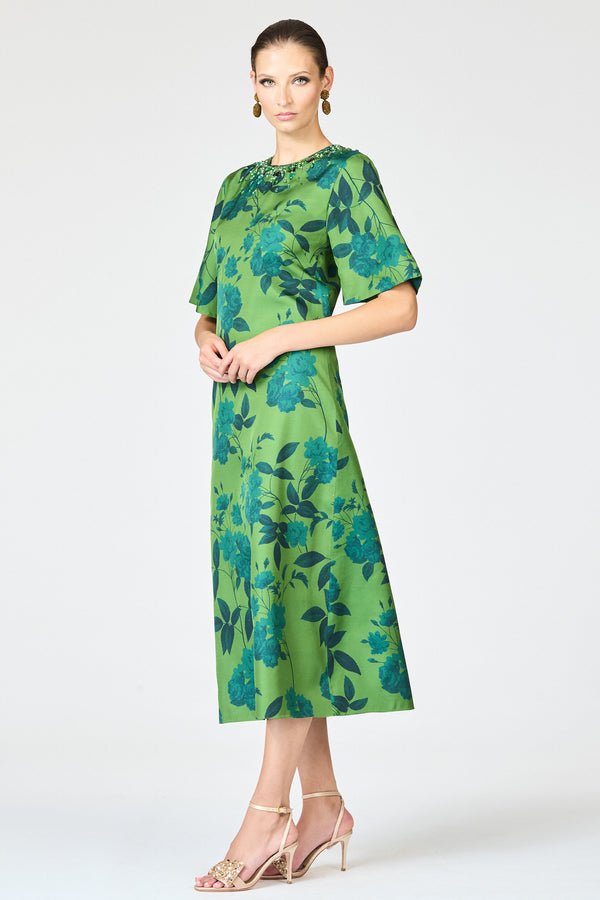 Sachin & Babi EMBELLISHED LEMIE DRESS - EMPRESS GREEN ROSES