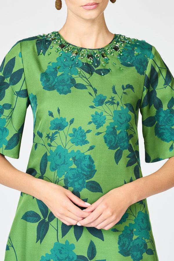 Sachin & Babi EMBELLISHED LEMIE DRESS - EMPRESS GREEN ROSES