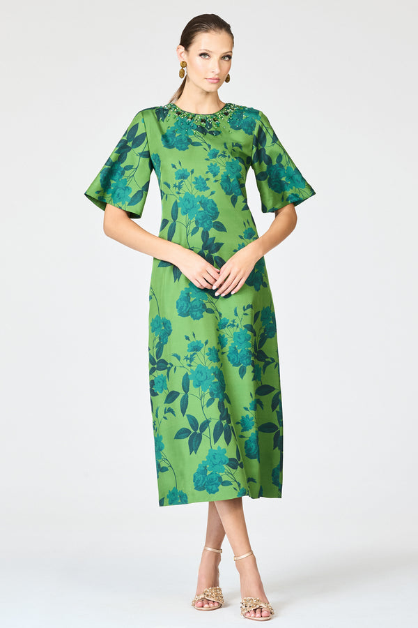 sachin & babi EMBELLISHED LEMIE DRESS - EMPRESS GREEN ROSES
