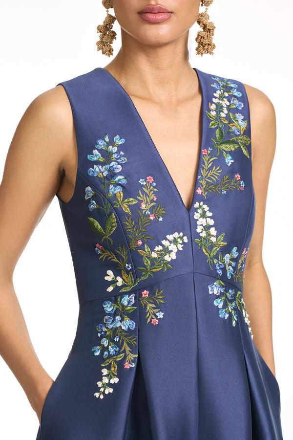 Sachin & Babi EMBROIDERED BROOKLYNNE GOWN - WASHED INDIGO