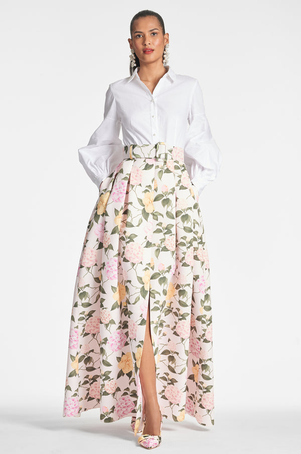 sachin & babi Florence Gown - White/Pink Lemonade Bouquet