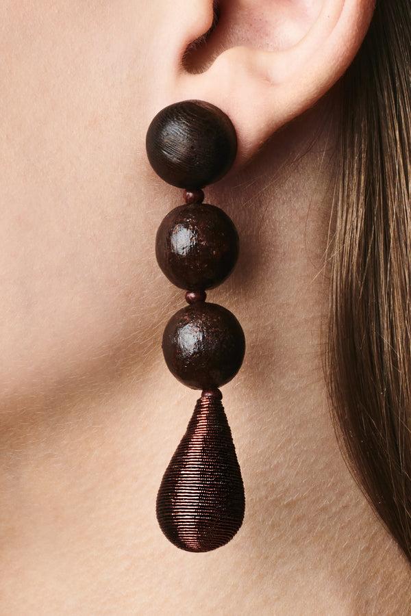 sachin & babi FRIDA EARRINGS - ROBLE WOOD/METALLIC BRONZE