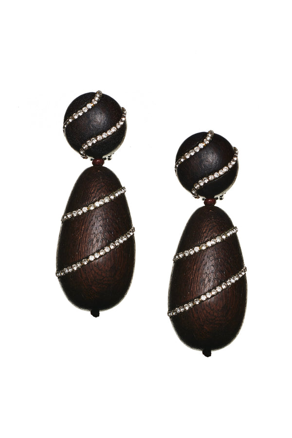 Sachin & Babi HUDSON EARRINGS - ROBLE WOOD/CLEAR CRYSTALS