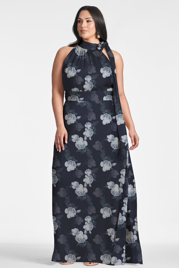 Sachin & Babi Kayla Gown - Midnight Glacial Rose - Final Sale