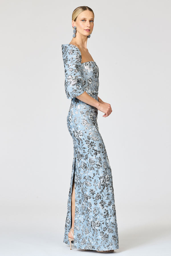 Sachin & Babi METALLIC CLOQUE HUG SHAWL - PEWTER GARDENS