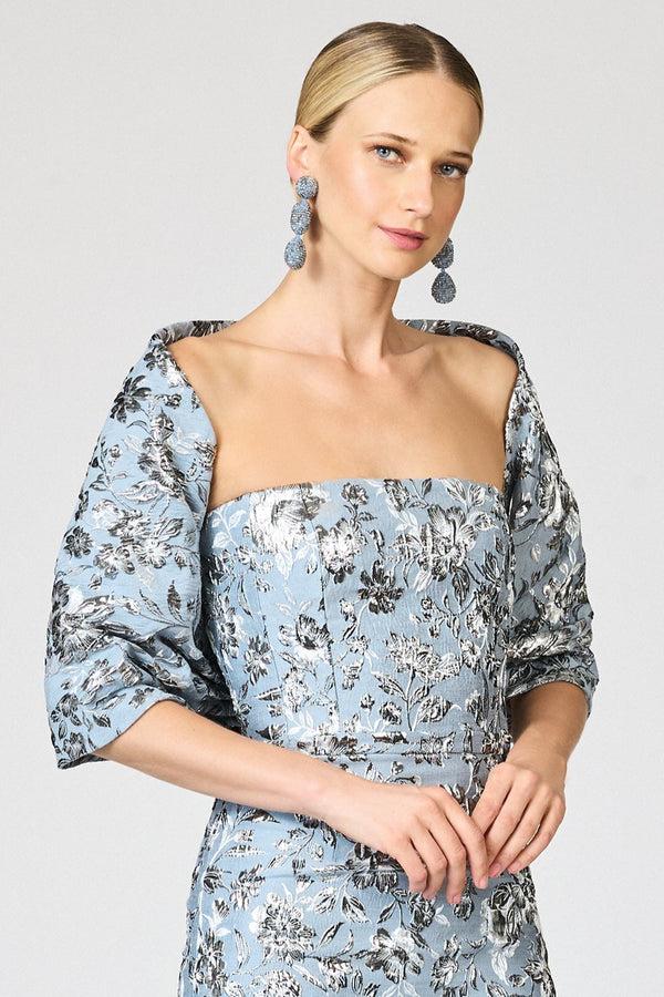 sachin & babi METALLIC CLOQUE HUG SHAWL - PEWTER GARDENS