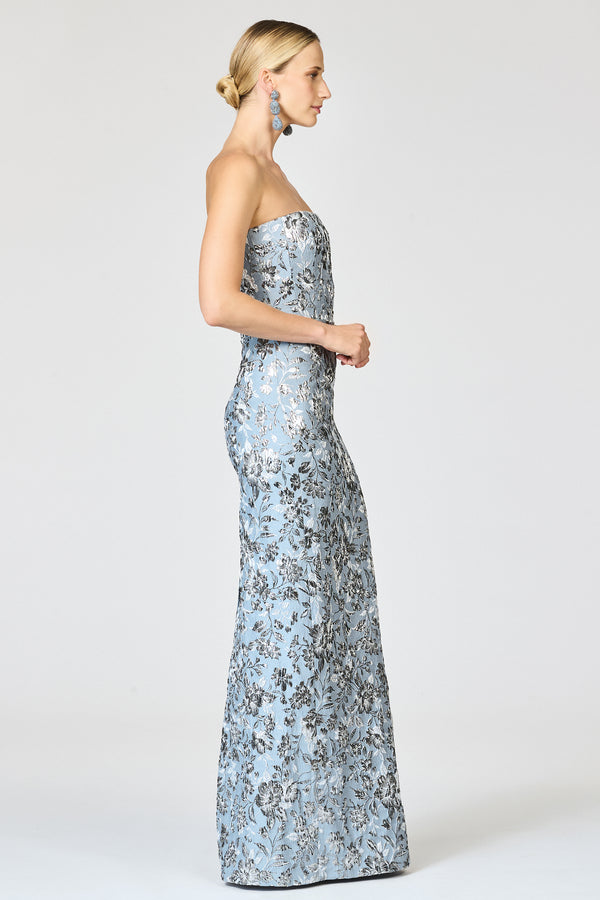 Sachin & Babi METALLIC CLOQUE SOPHIA GOWN - PEWTER GARDENS