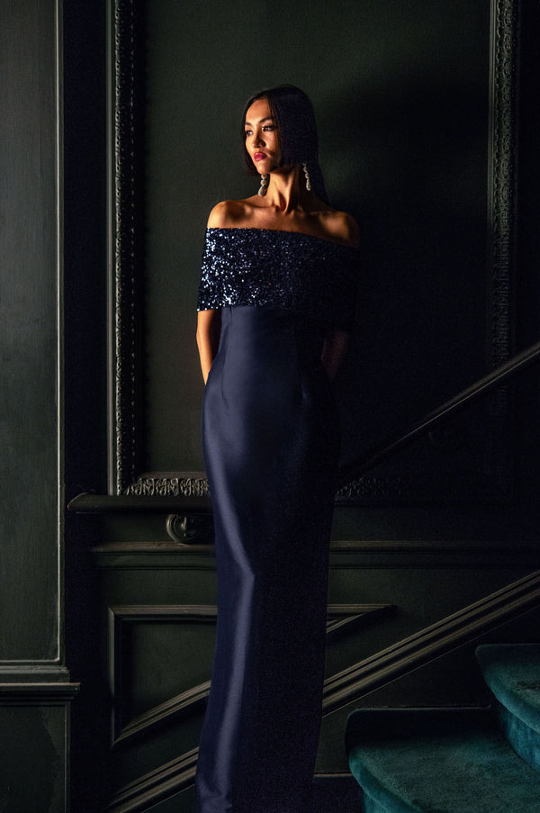 Sachin & Babi Ada Gown - Poseidon Night Sky - Final Sale