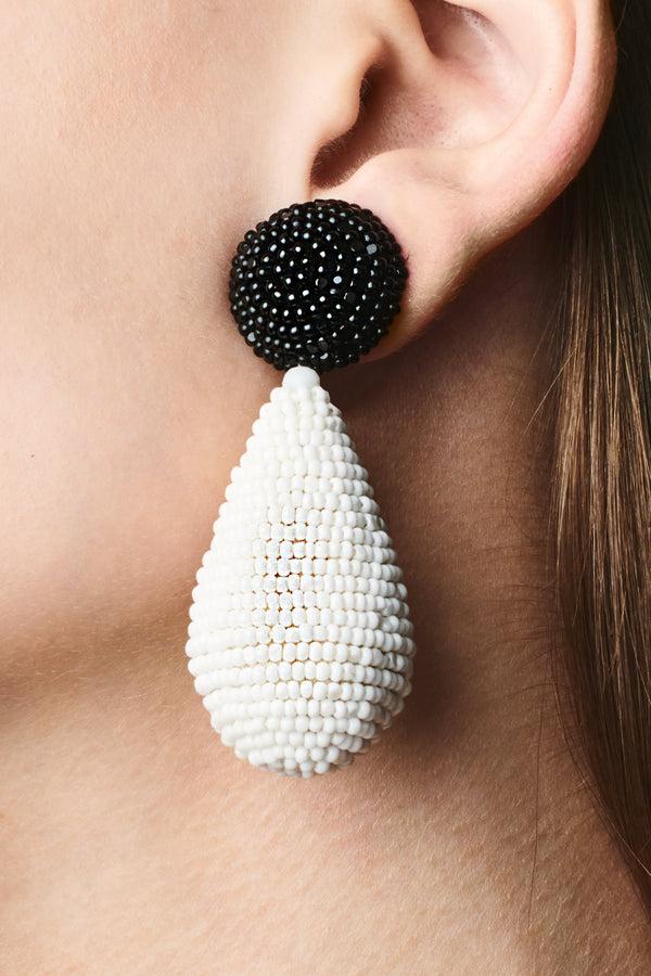 sachin & babi ALENA EARRINGS - WHITE/JET