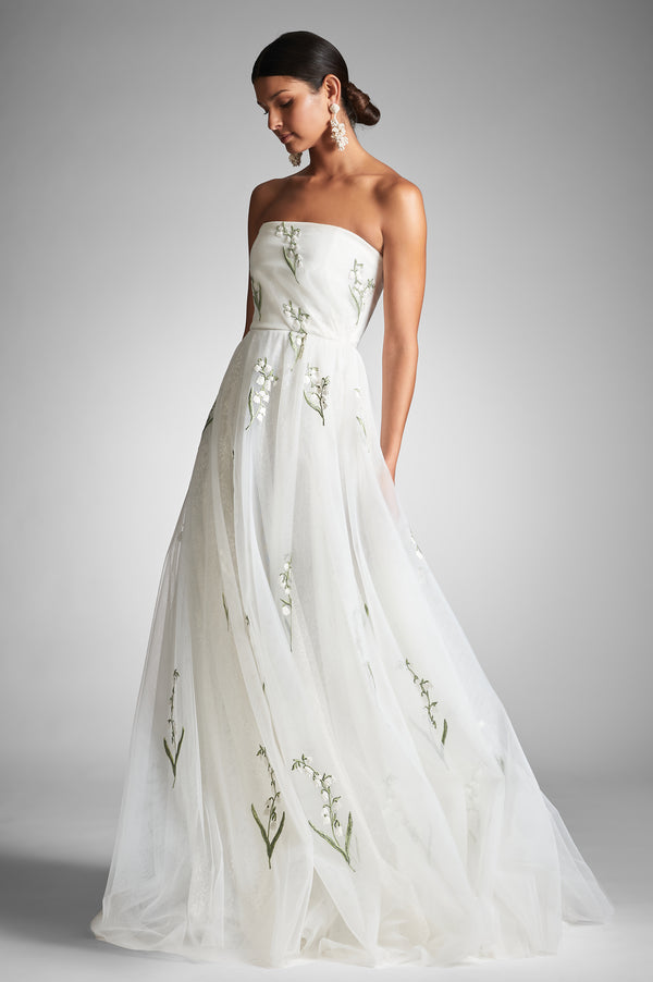 Sachin & Babi Anais Gown - White/Embroidered Floral