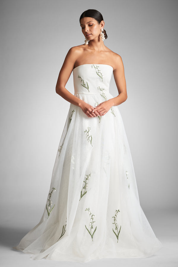 Sachin & Babi Anais Gown - White/Embroidered Floral