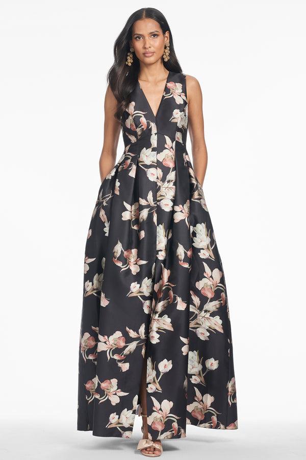 Sachin & Babi Brooke Gown - Black Venetia Petal