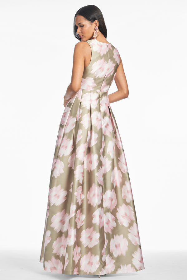 Sachin & Babi Brooke Gown - Green Ikat Floral