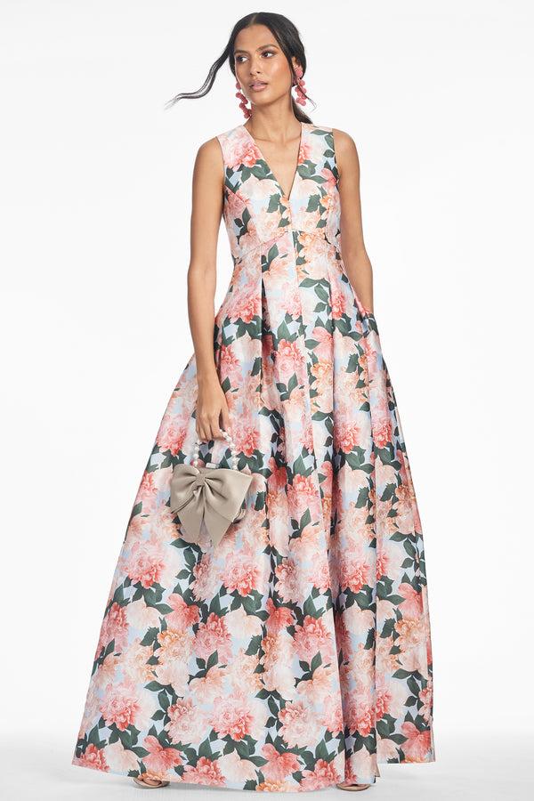 Sachin & Babi BROOKE GOWN - PEACH PEONIES