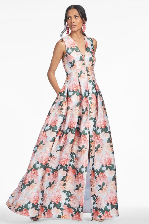 sachin & babi BROOKE GOWN - PEACH PEONIES