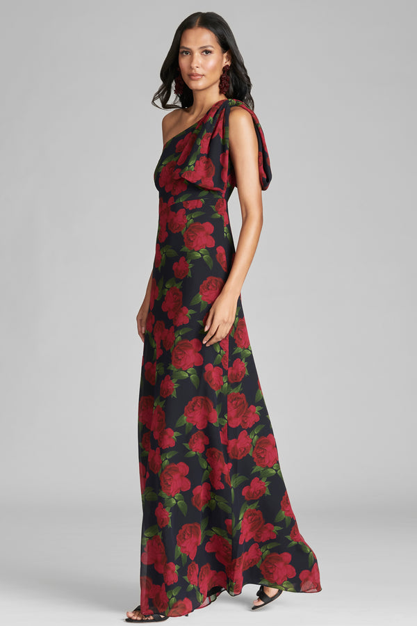 Sachin & Babi Chelsea Gown - Ruby Tea Roses - Final Sale