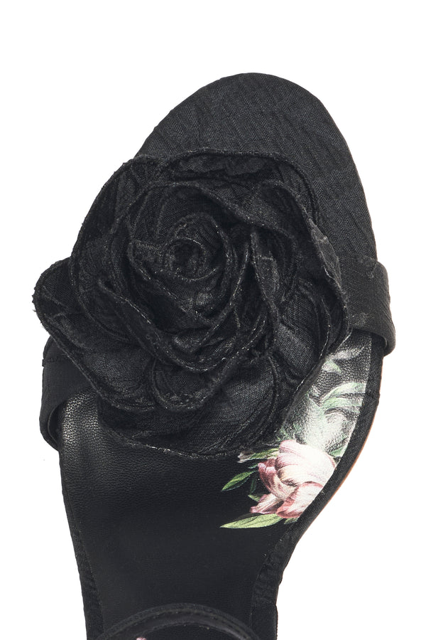 Sachin & Babi CHELSEA WITH ROSE OPEN TOE - BLACK