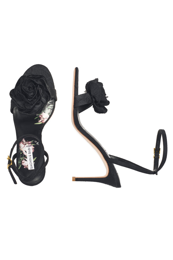sachin & babi CHELSEA WITH ROSE OPEN TOE - BLACK