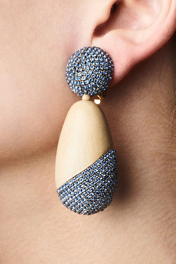 sachin & babi CHRISTINA EARRINGS - PANTO WOOD/ICE BLUE