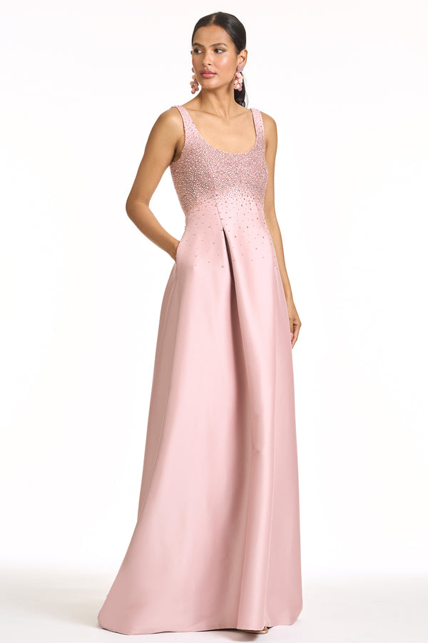Sachin & Babi EMBELLISHED AURORA GOWN - ROSE QUARTZ