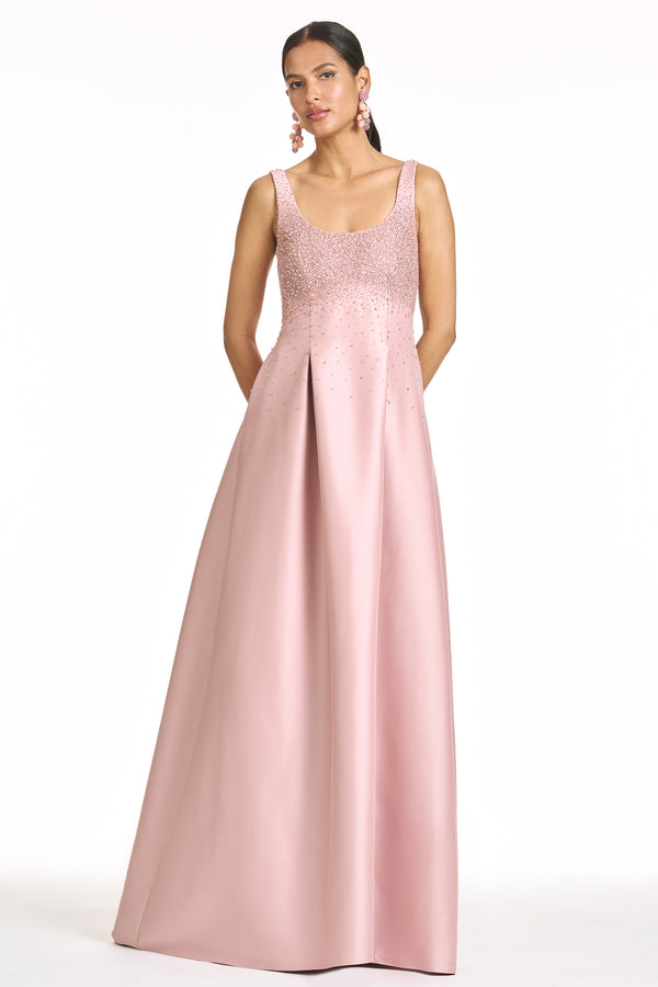 Sachin & Babi EMBELLISHED AURORA GOWN - ROSE QUARTZ