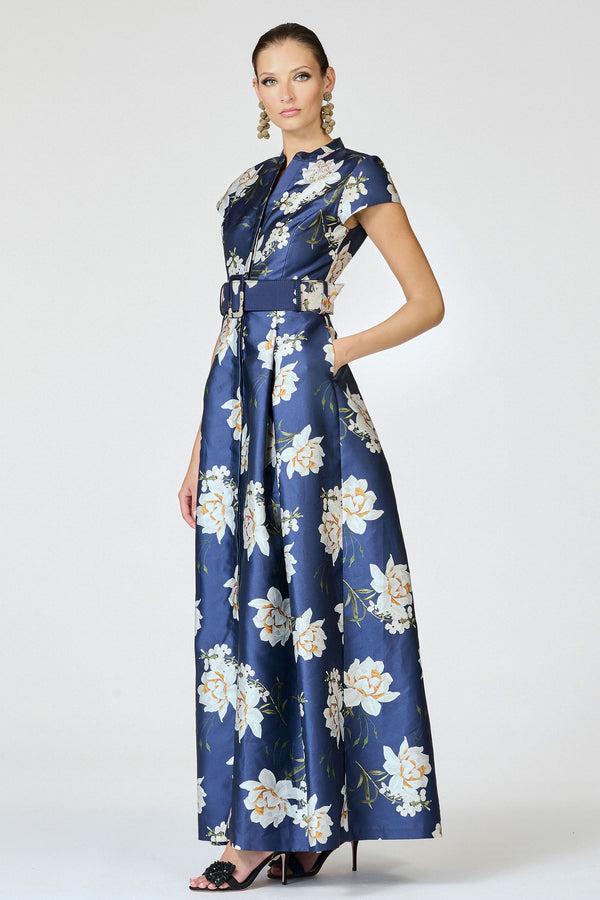 Sachin & Babi EMBELLISHED MARTA GOWN - NAVY NARCISSUS