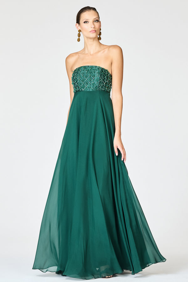 Sachin & Babi EMBELLISHED MONACO GOWN - FOREST GREEN