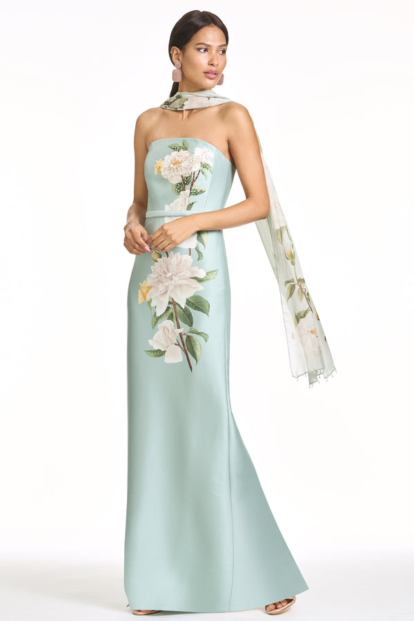 Sachin & Babi EMBELLISHED SOPHIA GOWN - CELADON FLORAL