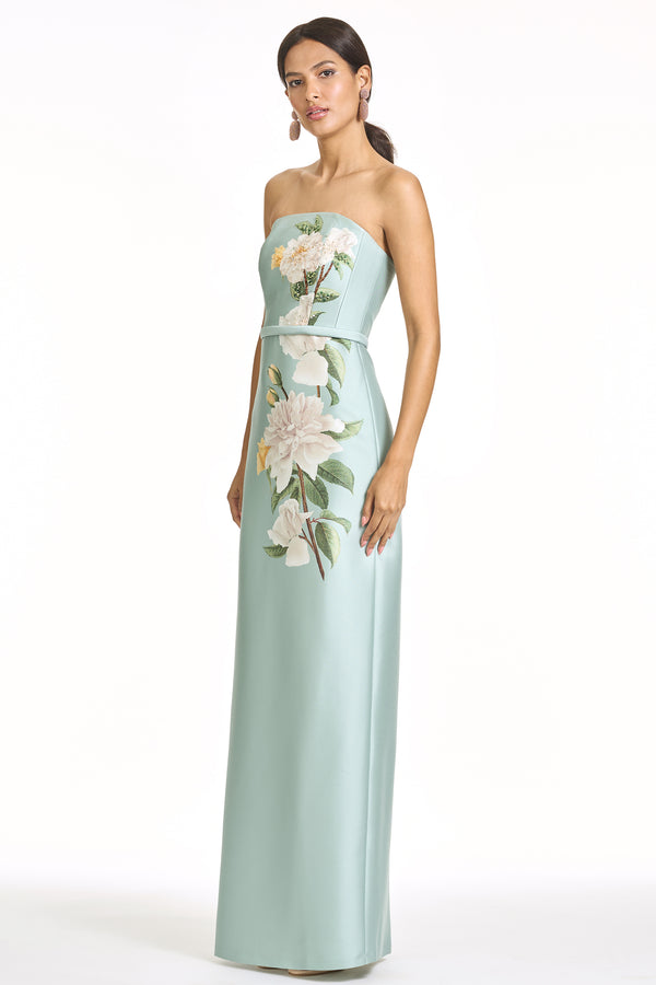 Sachin & Babi EMBELLISHED SOPHIA GOWN - CELADON FLORAL