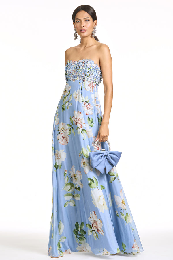 Sachin & Babi EMBROIDERED AMES GOWN - TWILIGHT PETALS