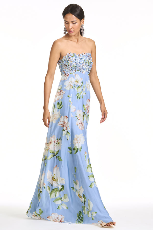 Sachin & Babi EMBROIDERED AMES GOWN - TWILIGHT PETALS