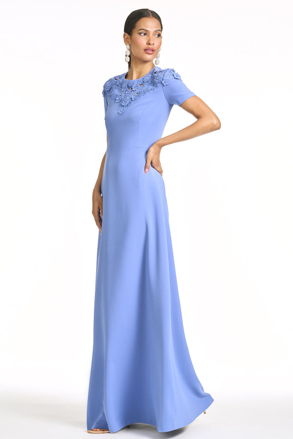 Sachin & Babi EMBROIDERED ARUNA GOWN - DEEP PERIWINKLE