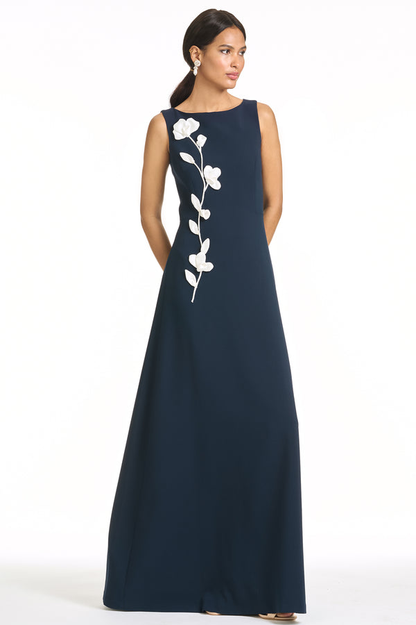 Sachin & Babi EMBROIDERED DENEE GOWN - MIDNIGHT