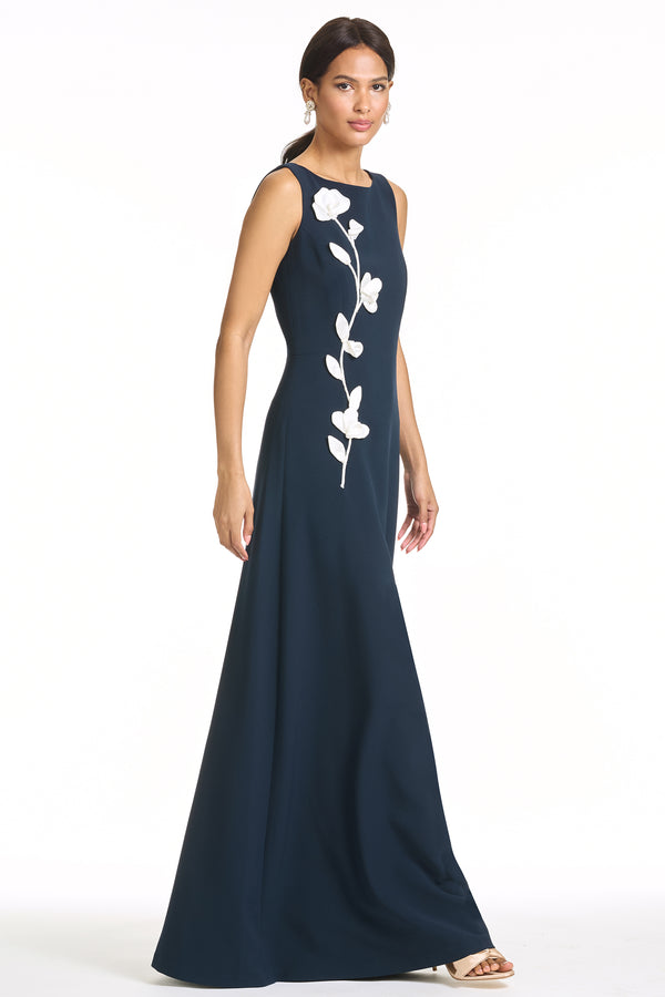Sachin & Babi EMBROIDERED DENEE GOWN - MIDNIGHT