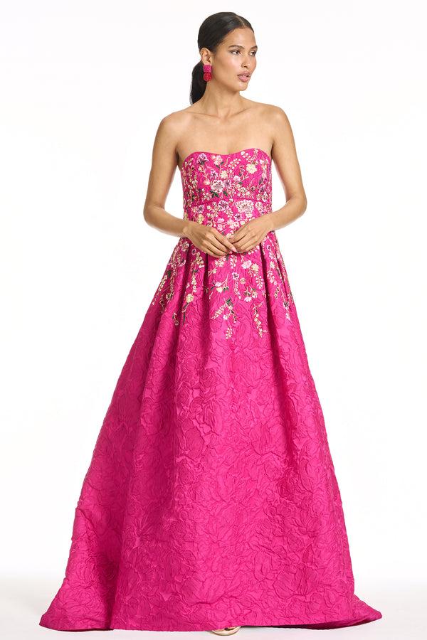 Sachin & Babi EMBROIDERED KIRAN GOWN - DEEP FUCHSIA