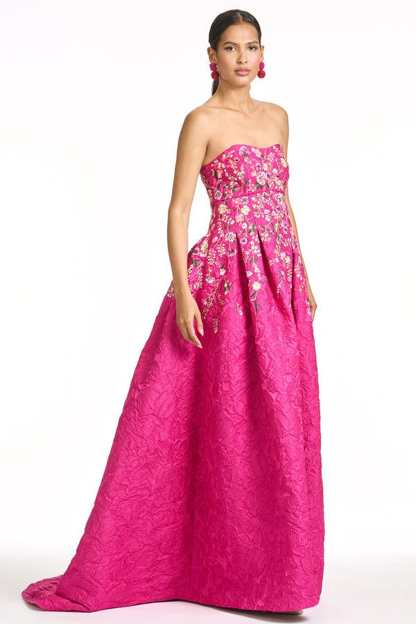 Sachin & Babi EMBROIDERED KIRAN GOWN - DEEP FUCHSIA