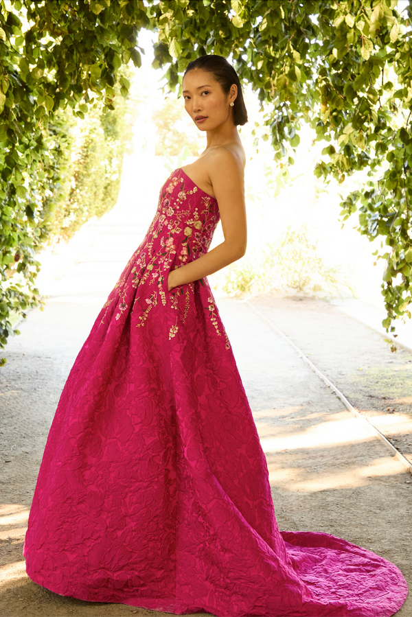 sachin & babi EMBROIDERED KIRAN GOWN - DEEP FUCHSIA